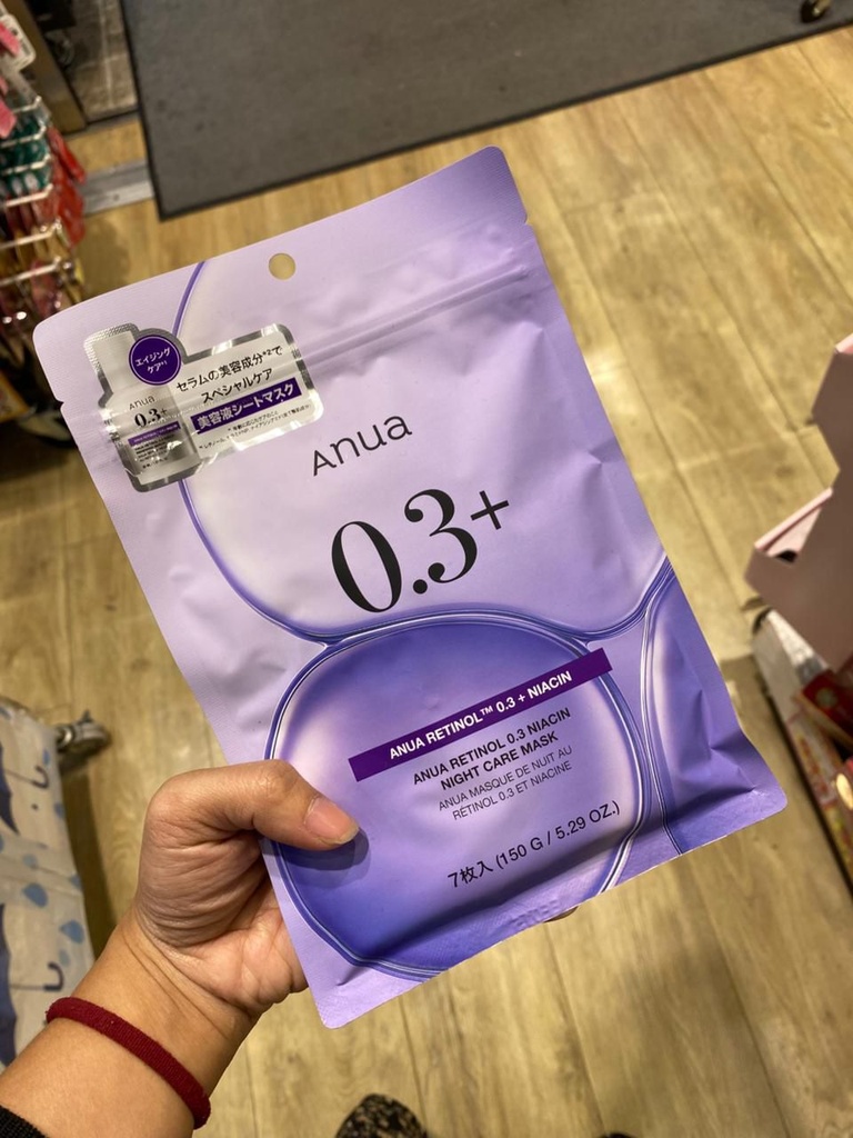 Anua retinol 0.3+ niacin night care mask 7 lmbr (ungu)